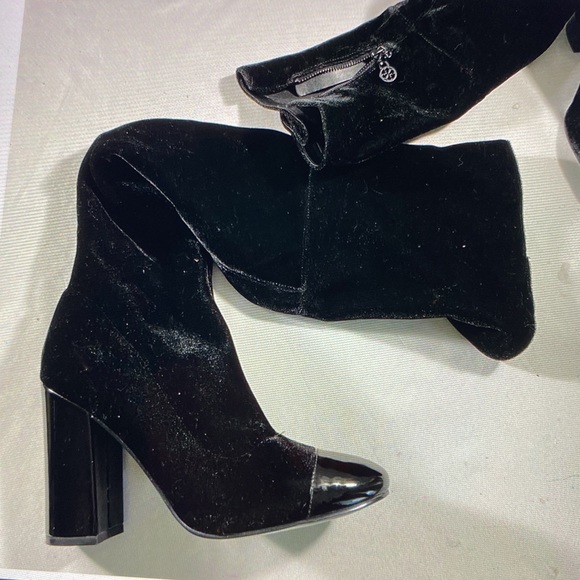 Black velvet above knees boots Pantene leather toe - Picture 9 of 16